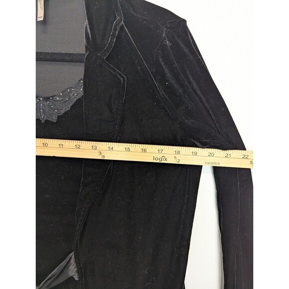 White Stag Jacket Set Womens Medium Black Velvet Lace Satin - Picture 11 of 12